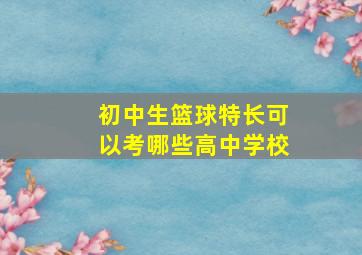 初中生篮球特长可以考哪些高中学校