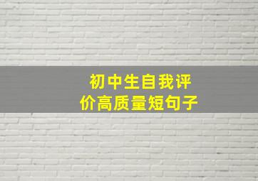 初中生自我评价高质量短句子