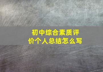 初中综合素质评价个人总结怎么写