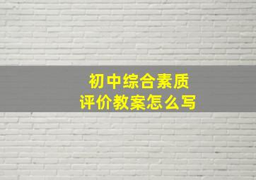 初中综合素质评价教案怎么写