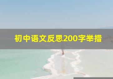 初中语文反思200字举措