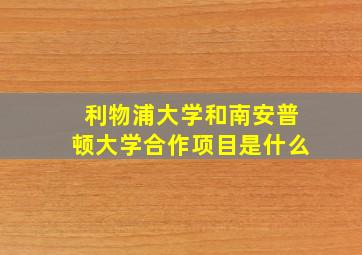 利物浦大学和南安普顿大学合作项目是什么