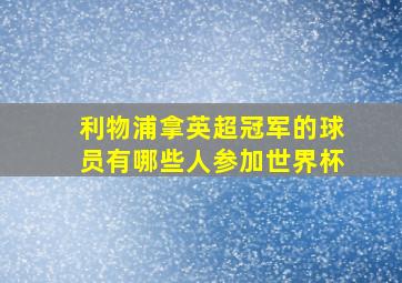 利物浦拿英超冠军的球员有哪些人参加世界杯