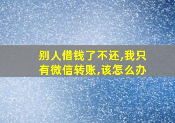 别人借钱了不还,我只有微信转账,该怎么办