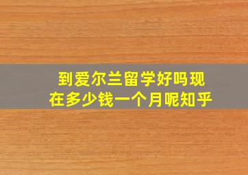 到爱尔兰留学好吗现在多少钱一个月呢知乎