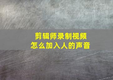 剪辑师录制视频怎么加入人的声音