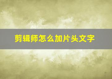 剪辑师怎么加片头文字