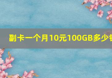 副卡一个月10元100GB多少钱