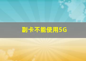 副卡不能使用5G