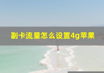 副卡流量怎么设置4g苹果