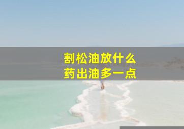 割松油放什么药出油多一点