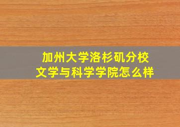 加州大学洛杉矶分校文学与科学学院怎么样