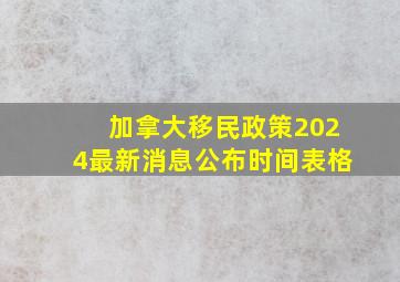 加拿大移民政策2024最新消息公布时间表格