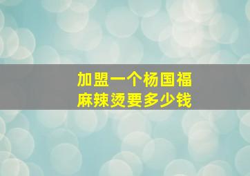 加盟一个杨国福麻辣烫要多少钱