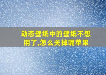 动态壁纸中的壁纸不想用了,怎么关掉呢苹果