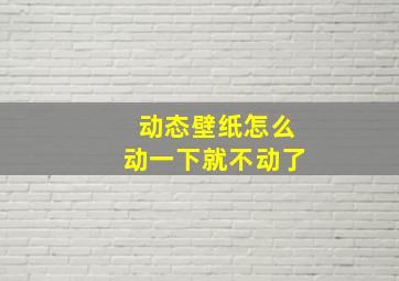 动态壁纸怎么动一下就不动了