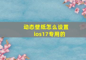 动态壁纸怎么设置ios17专用的