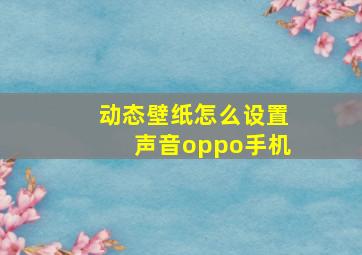 动态壁纸怎么设置声音oppo手机