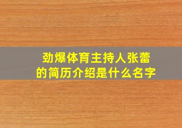 劲爆体育主持人张蕾的简历介绍是什么名字