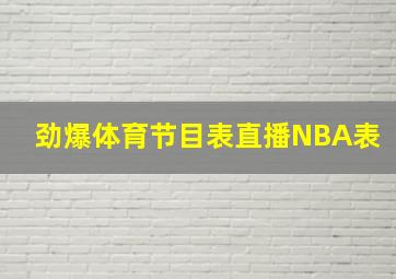 劲爆体育节目表直播NBA表