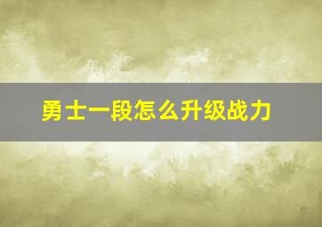 勇士一段怎么升级战力