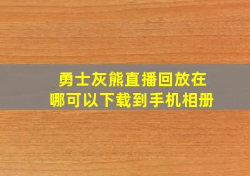 勇士灰熊直播回放在哪可以下载到手机相册