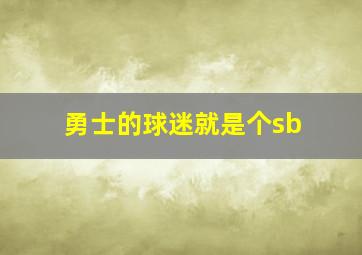 勇士的球迷就是个sb