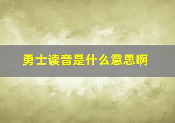 勇士读音是什么意思啊