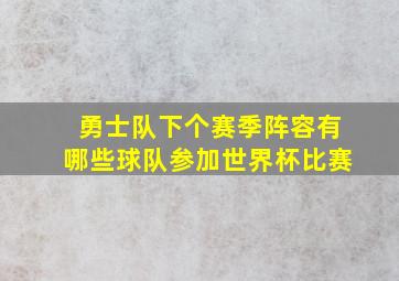 勇士队下个赛季阵容有哪些球队参加世界杯比赛