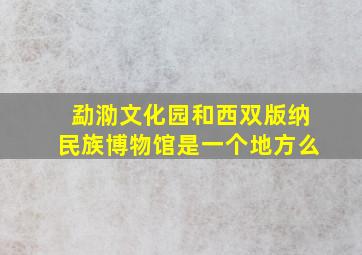 勐泐文化园和西双版纳民族博物馆是一个地方么