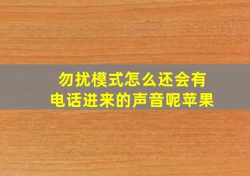 勿扰模式怎么还会有电话进来的声音呢苹果