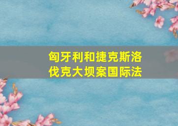 匈牙利和捷克斯洛伐克大坝案国际法