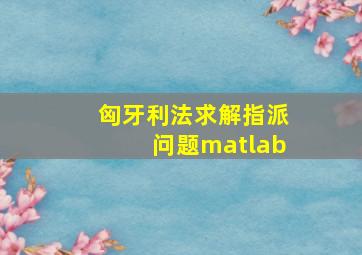 匈牙利法求解指派问题matlab