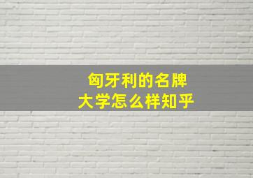 匈牙利的名牌大学怎么样知乎