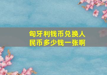 匈牙利钱币兑换人民币多少钱一张啊