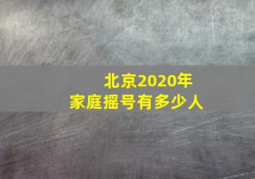 北京2020年家庭摇号有多少人