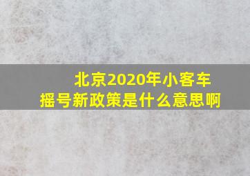 北京2020年小客车摇号新政策是什么意思啊