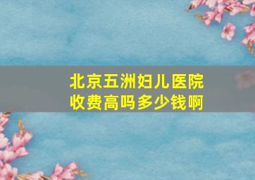 北京五洲妇儿医院收费高吗多少钱啊