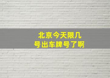 北京今天限几号出车牌号了啊