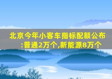 北京今年小客车指标配额公布:普通2万个,新能源8万个