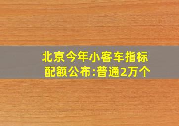 北京今年小客车指标配额公布:普通2万个