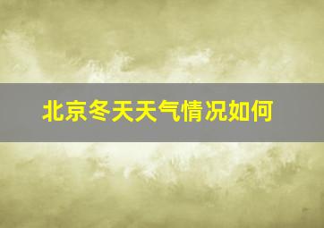 北京冬天天气情况如何