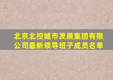 北京北控城市发展集团有限公司最新领导班子成员名单