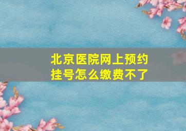 北京医院网上预约挂号怎么缴费不了