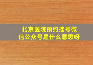 北京医院预约挂号微信公众号是什么意思呀