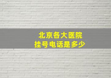 北京各大医院挂号电话是多少