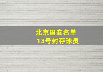 北京国安名单13号封存球员