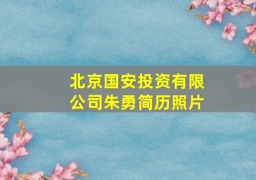 北京国安投资有限公司朱勇简历照片