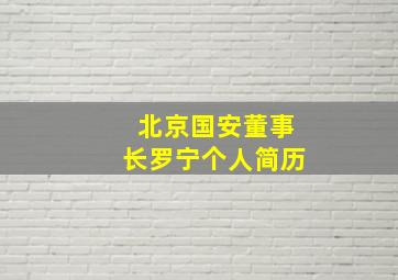 北京国安董事长罗宁个人简历