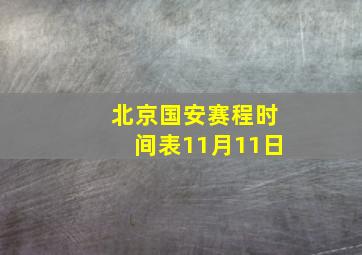 北京国安赛程时间表11月11日